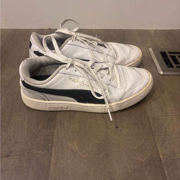 Puma Shoes - Puma White and Black Low-Top Sneakers with Signature Stripe